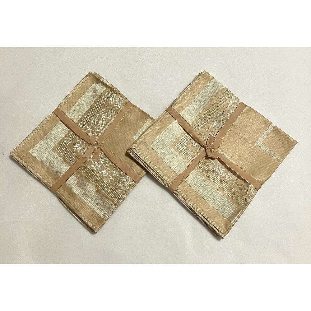 Vintage Imported Damask Dinner Napkins Fine Combed Yarn “Toast” 8 Count NEW